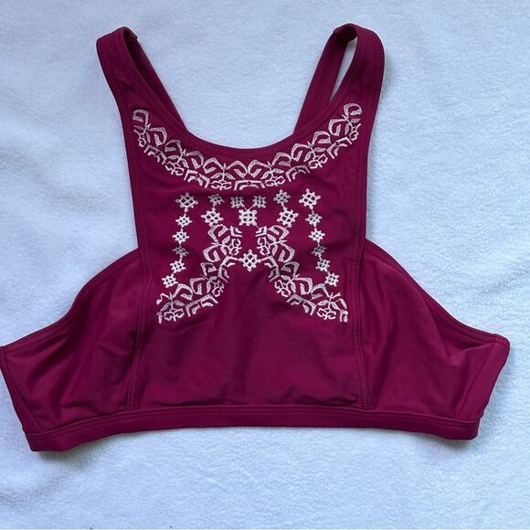 MINKPINK CORAL Red Racerback Embroidered Women's 2 piece bikini Size Medium​ - Picture 6 of 11